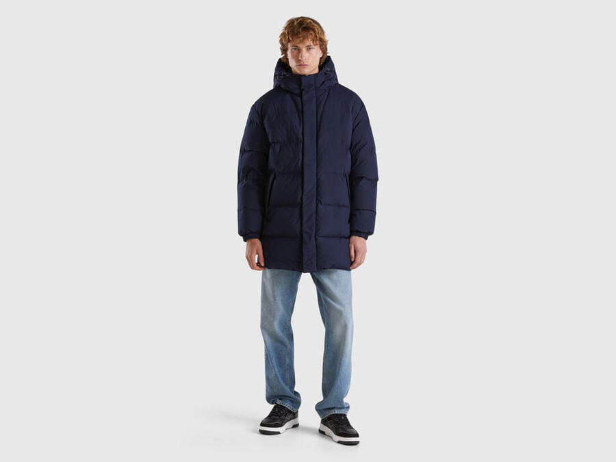 lange steppjacke mit recycelten daunen