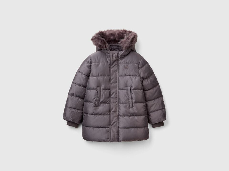 lange wattierte jacke aus glänzendem nylon