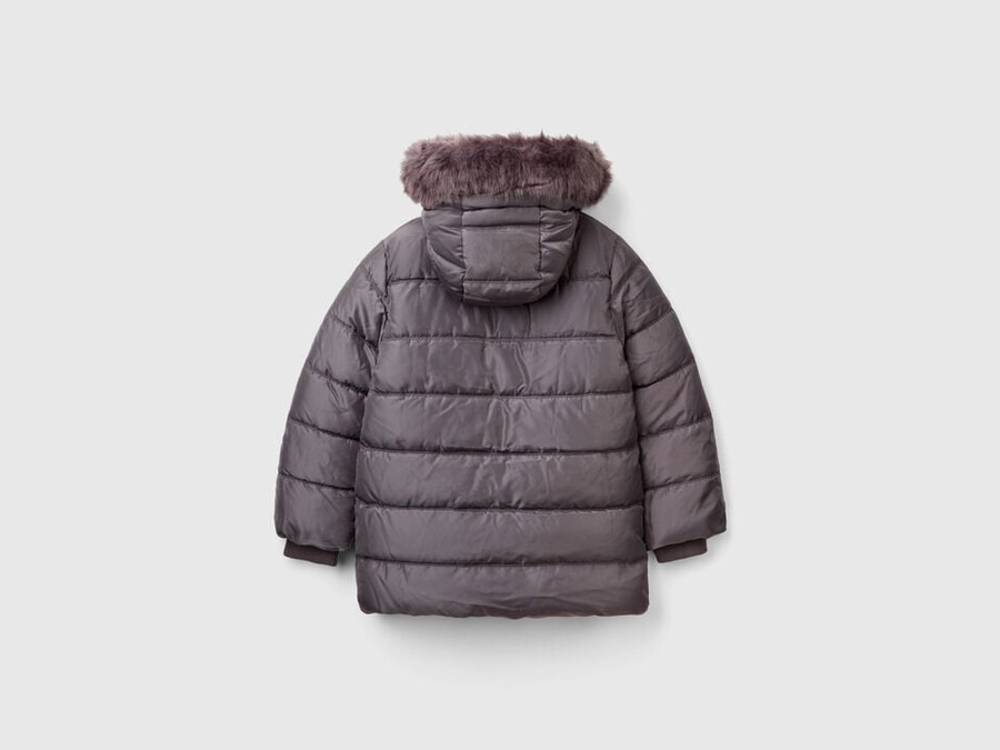 lange wattierte jacke aus glänzendem nylon